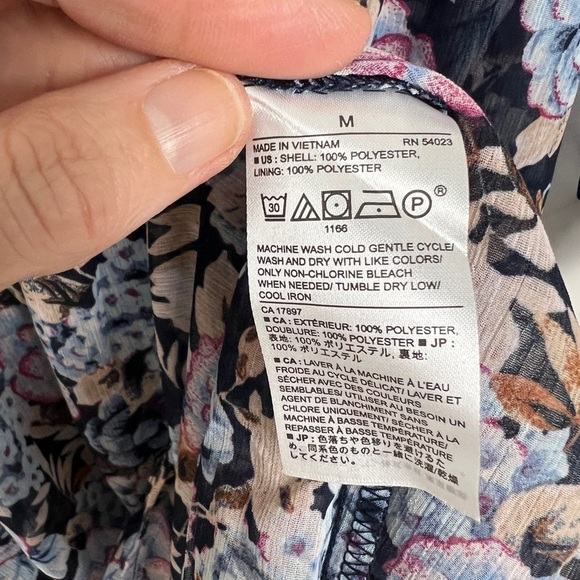 NEW Banana Republic Women's Navy Multi Floral Chiffon Midi Dress Feminine Boho - Picture 14 of 15